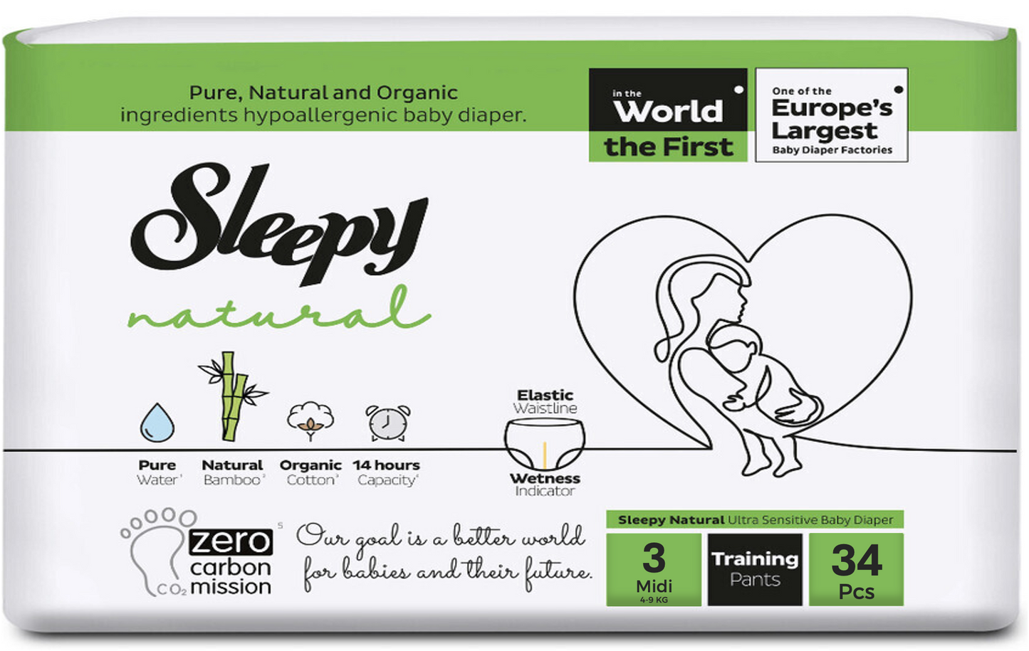 Windel Gr. 3 (4-9 KG) - Sleepy Natural aus Bio-Baumwolle & Bambusfasern