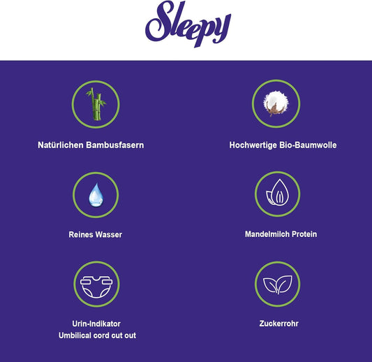 Sleepy Windel Gr. 1 (2-5 KG) - Natural aus Bio-Baumwolle & Bambusfasern