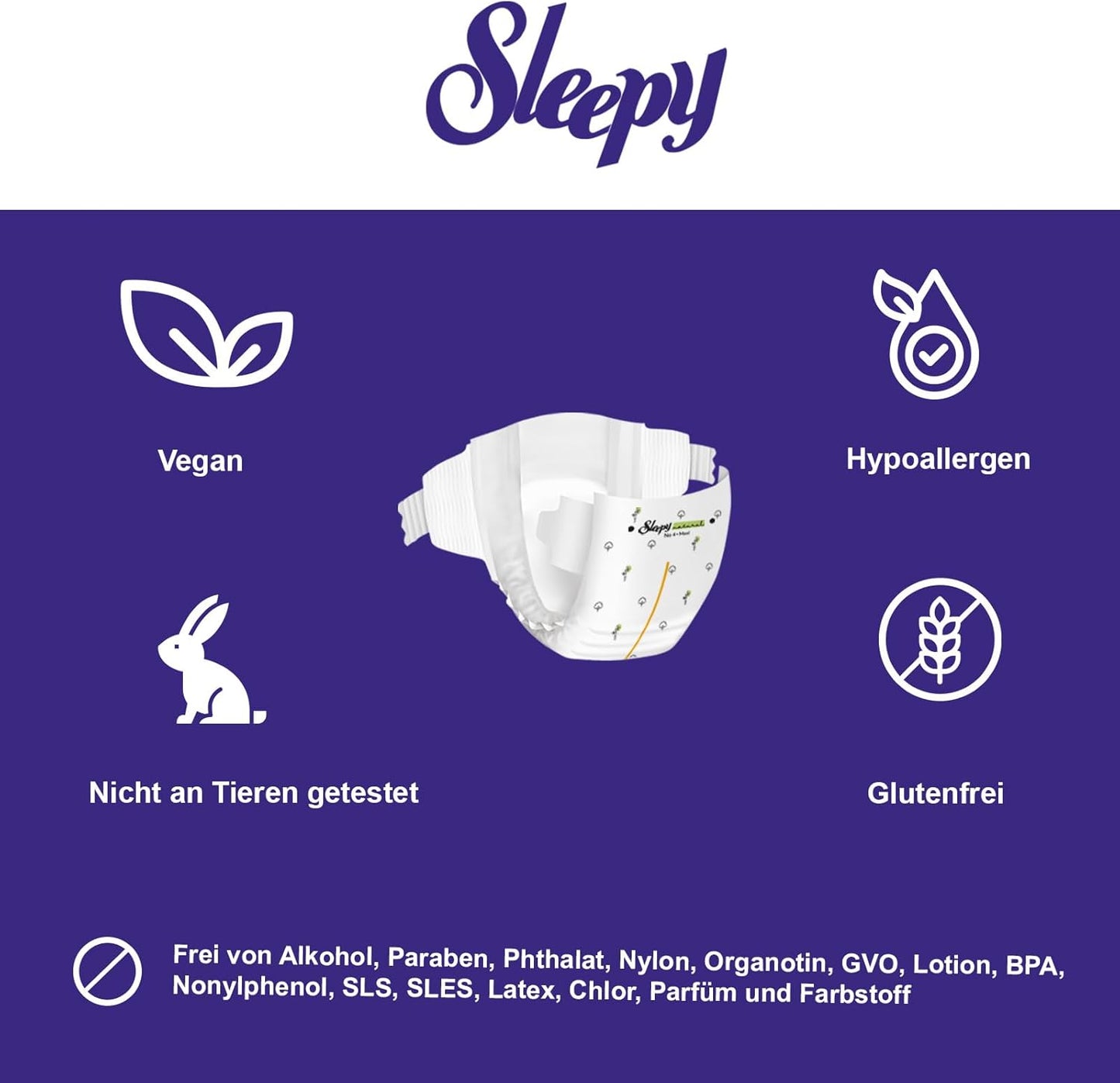 Windel Gr. 1 (2-5 KG) - Sleepy Natural aus Bio-Baumwolle & Bambusfasern