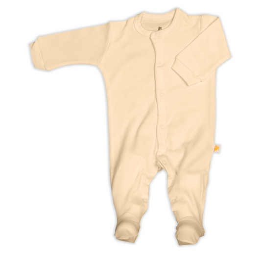 Strampler Schlafanzug für Babys aus Bio-Baumwolle in beige