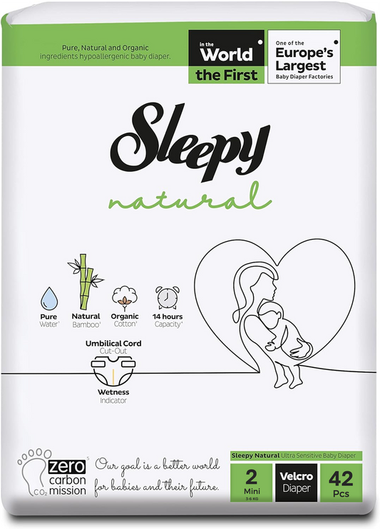 Windel Gr. 2 (3-6 KG) - Sleepy Natural aus Bio-Baumwolle & Bambusfasern
