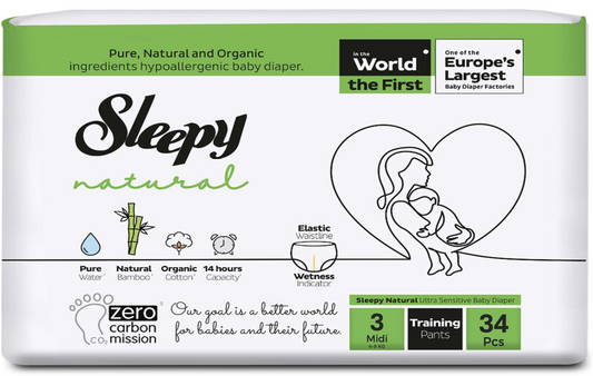 Windel Gr. 3 (4-9 KG) - Sleepy Natural aus Bio-Baumwolle & Bambusfasern