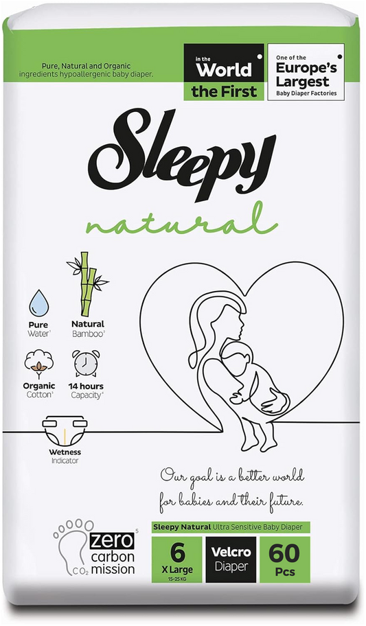 Windel Gr. 6 (15-25 KG) - Sleepy Natural aus Bio-Baumwolle & Bambusfasern