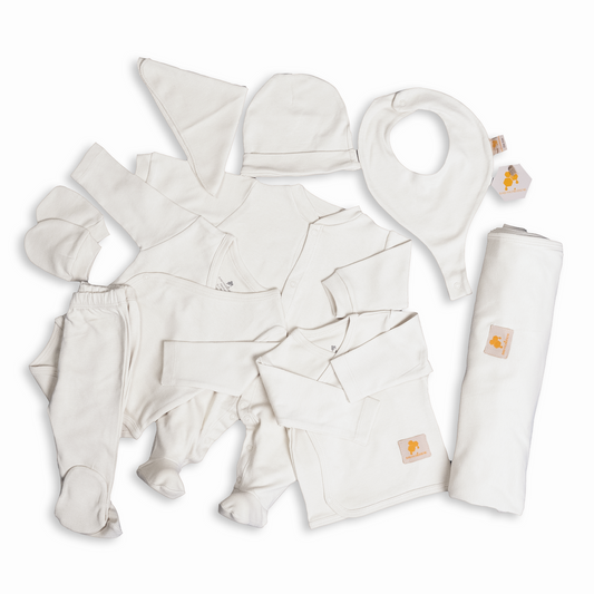 Baby Newborn-Set aus Bio-Baumwolle in weiss 9-teilig