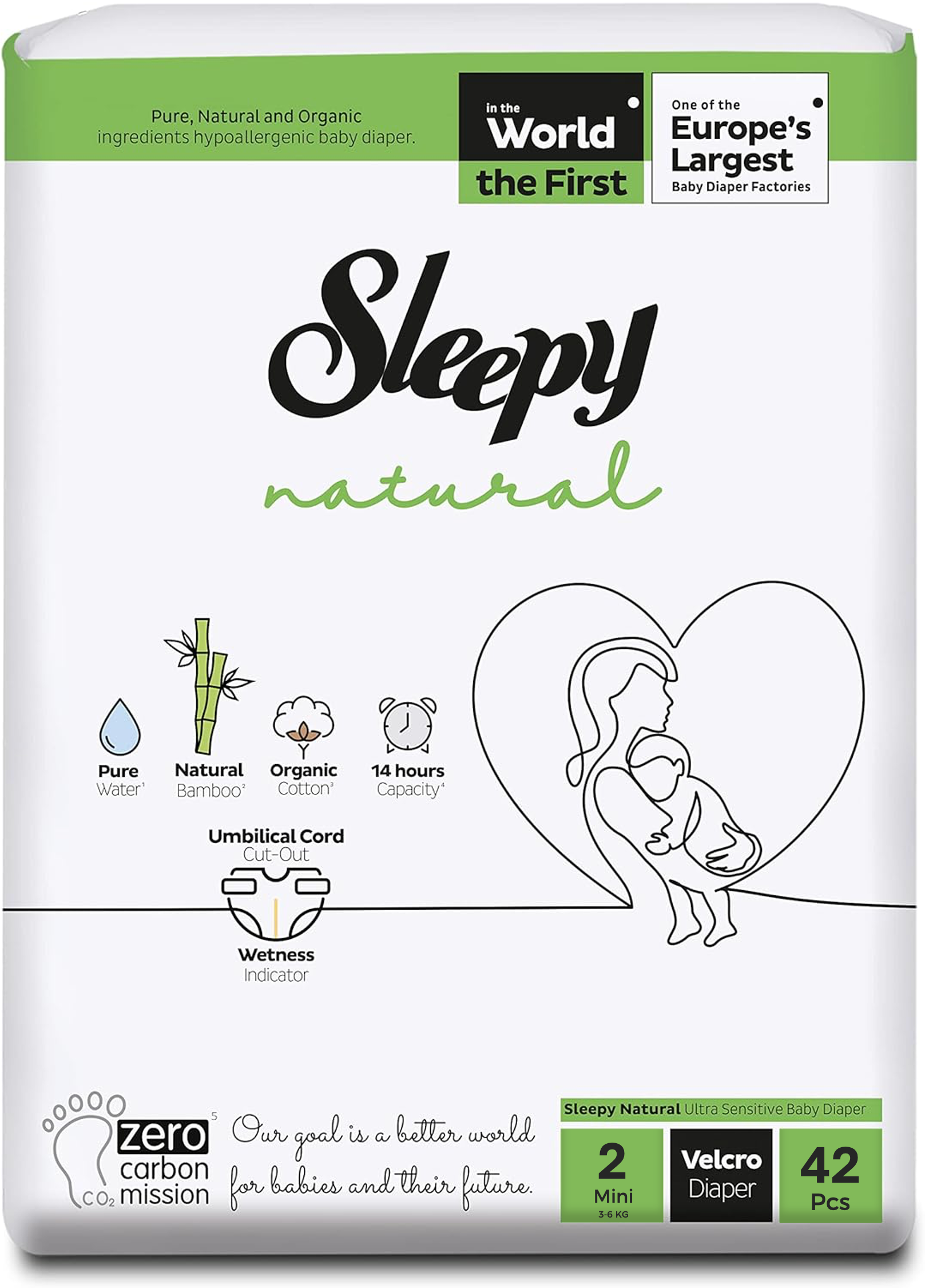 Sleepy Windeln Grösse 2 - Natural aus Bio-Baumwolle und Bambusfasern