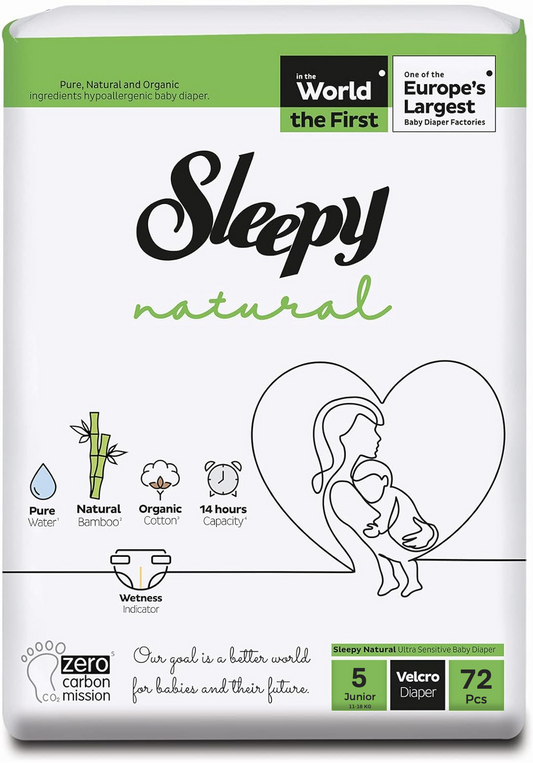 Sleepy Windeln Grösse 5 - Natural aus Bio-Baumwolle und Bambusfasern