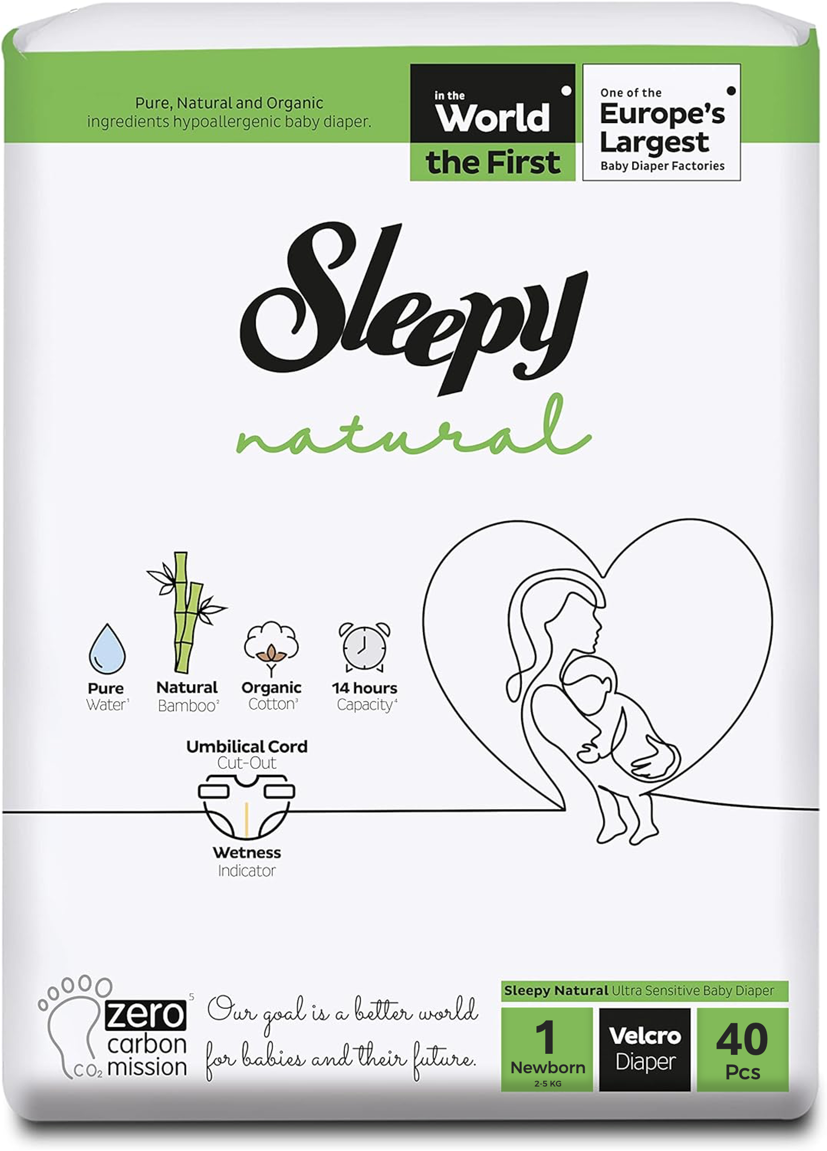 Sleepy Windel Größe 1 - Natürlich aus Bio-Baumwolle und Bambus fasern