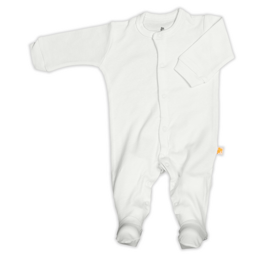 Strampler Schlafanzug für Babys aus Bio-Baumwolle in weiss