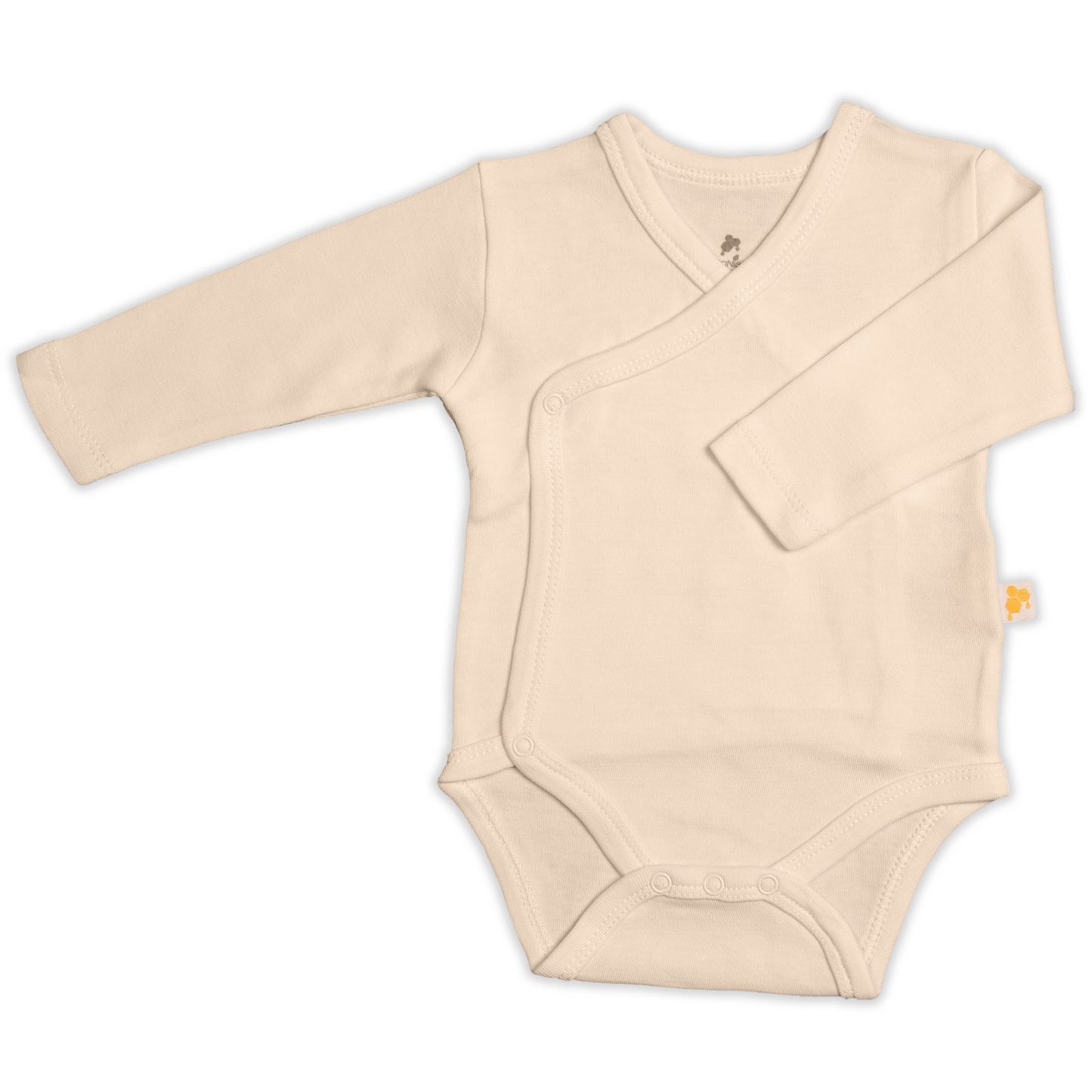 Baby-Body Wickelbody Body langarm in beige aus Bio-Baumwolle