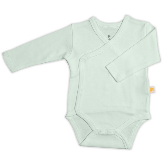 Baby-Body Wickelbody Body langarm türkis aus Bio-Baumwolle